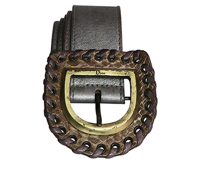 Dior waven D belt, front view
