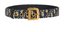 Dior Diorquake Oblique Belt, Canvas, Blue,Sz 80, DB/B, 2*