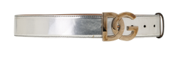Dolce & Gabbana DG Logo Belt, Leather, Silver, 85cm, MII, DB, 1*