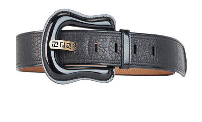 Fendi FF Oversized Belt, &pound;120, Accessories, Black, Leather, Front view