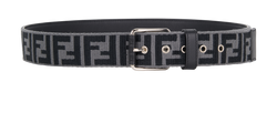 Fendi Zucca Belt, Mens, Canvas, Grey/Black, 190307801-A4K9, 100CM, DB, 3*