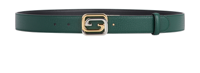 Gucci Square GG Reversible Belt, &pound;250, Accessories, Black/Green, Leather, Front view