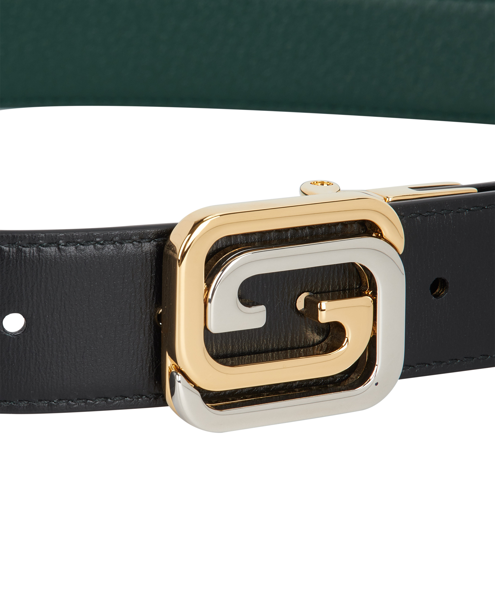 Gucci Square GG Reversible Belt, &pound;250, Accessories, Black/Green, Leather, Other view
