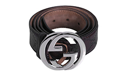 Gucci Interlocking GG Belt, Leather, Brown, 105/42, 114984 525040, 2*,