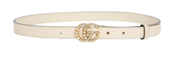 Gucci GG Pearl Belt, Leather, Cream, 75cm, 3*