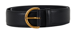 Gucci Gold Buckle Belt, Leather, Black, 573325, 97CM, B/DB, 3*