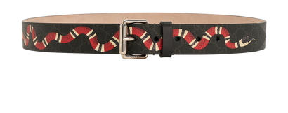 Gucci Kingsnake Print GG Supreme Belt, &pound;220, Accessories, Black, Canvas, Front view