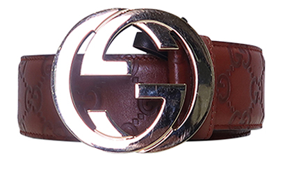 Gucci Interlocking GG Belt. Leather, front view