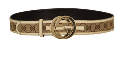 Gucci GG Belt, Canvas/Leather, Beige/Cream, Sz 85/34, DB, 1*