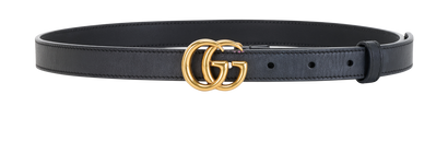 Gucci GG Marmont Thin Belt, &pound;170, Accessories, Black, Leather, Front view