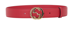 Gucci GG Belt, Leather, Red, 546386, Sz80, DB, 1*