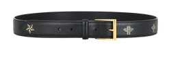 Gucci Bee Print Belt, Mens, Leather, Black, 100 CM, DJ4KT 525040, BD, 3*
