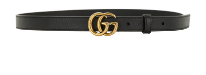 Gucci GG Marmont Thin Belt, &pound;180, Accessories, Black, Leather, Front view