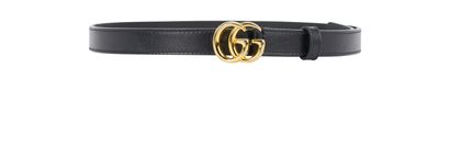 Gucci Thin GG Belt, &pound;220, Accessories, Black, Leather, Front view