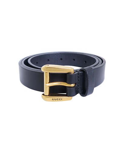 Gucci Square Buckle Belt, &pound;50, Jewellery, Black, Leather, Front view