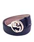Gucci Interlocking Buckle Belt, &pound;150, Accessories, Black/Gold, Leather, Front view