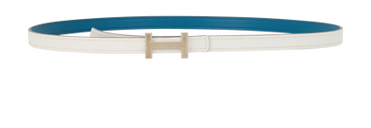 Hermes 13mm Reversible H Buckle Belt, &pound;395, Accessories, Blue/White, Leather, Front view