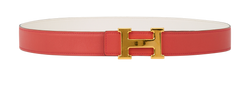 Hermes Reversible H Belt 32mm, Leather, Orange/White, 95cm, 2*