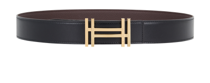Hermes H Au Carre Reversible Belt, &pound;290, Accessories, Black/Brown, Leather, Front view