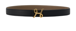 Hermes Reversible H Cursive Belt Buckle, Epsom/Swift, Taupe/Black, DB/B, 3