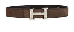 Hermes 32MM H Buckle Reversible Belt, Leather, Brown, 70CM, [L] (2008), 2*