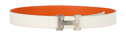 Hermes Reversible H Belt, &pound;320, Accessories, Orange/White, Leather, Front view