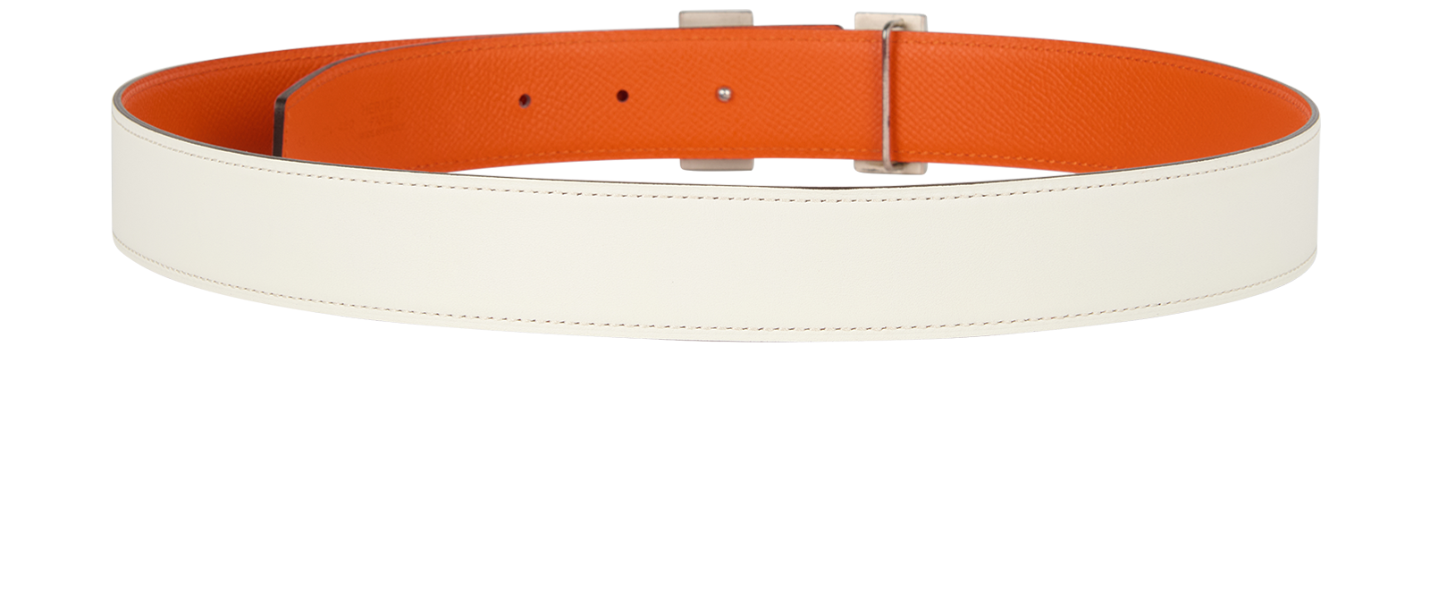 Hermes Reversible H Belt, &pound;320, Accessories, Orange/White, Leather, Back view