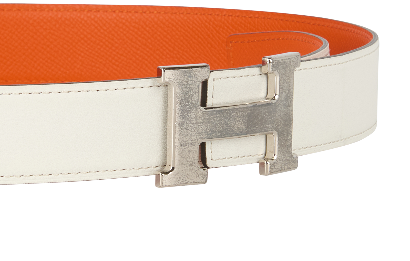 Hermes Reversible H Belt, &pound;320, Accessories, Orange/White, Leather, Other view