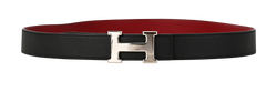 Hermes H Reversible Belt, Leather, Red/Black, 95cm, MIF, B, 2*