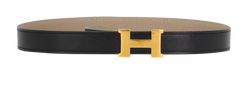 Hermes H Au Carre Buckle Belt,Box/Togo,Black/Taupe,[Q] (2013),75 CM,B,2*