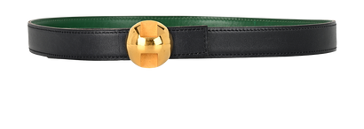 Hermes Round H Buckle Belt, &pound;275, Accessories, Green/Navy, Leather, Front view