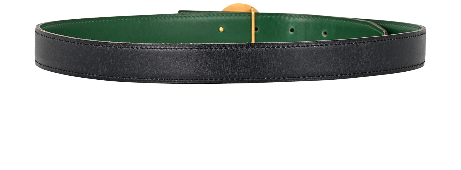 Hermes Round H Buckle Belt, &pound;275, Accessories, Green/Navy, Leather, Back view