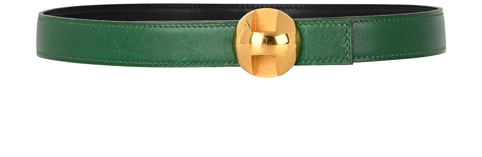 Hermes Round H Buckle Belt, &pound;275, Accessories, Green/Navy, Leather, Other view