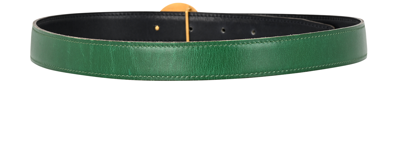 Hermes Round H Buckle Belt, &pound;275, Accessories, Green/Navy, Leather, Other view
