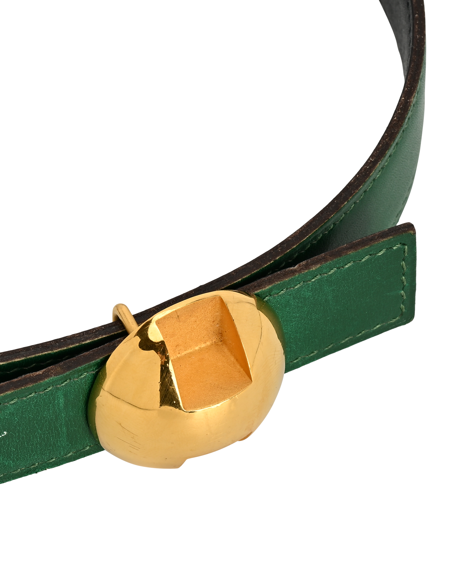 Hermes Round H Buckle Belt, &pound;275, Accessories, Green/Navy, Leather, Other view