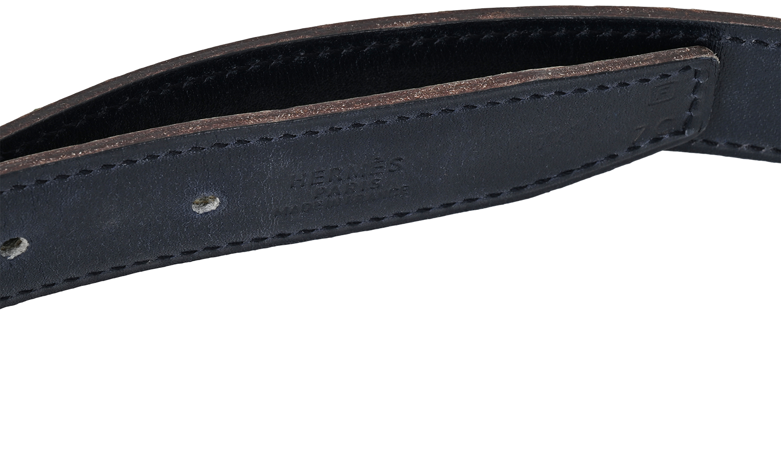 Hermes Round H Buckle Belt, &pound;275, Accessories, Green/Navy, Leather, Other view