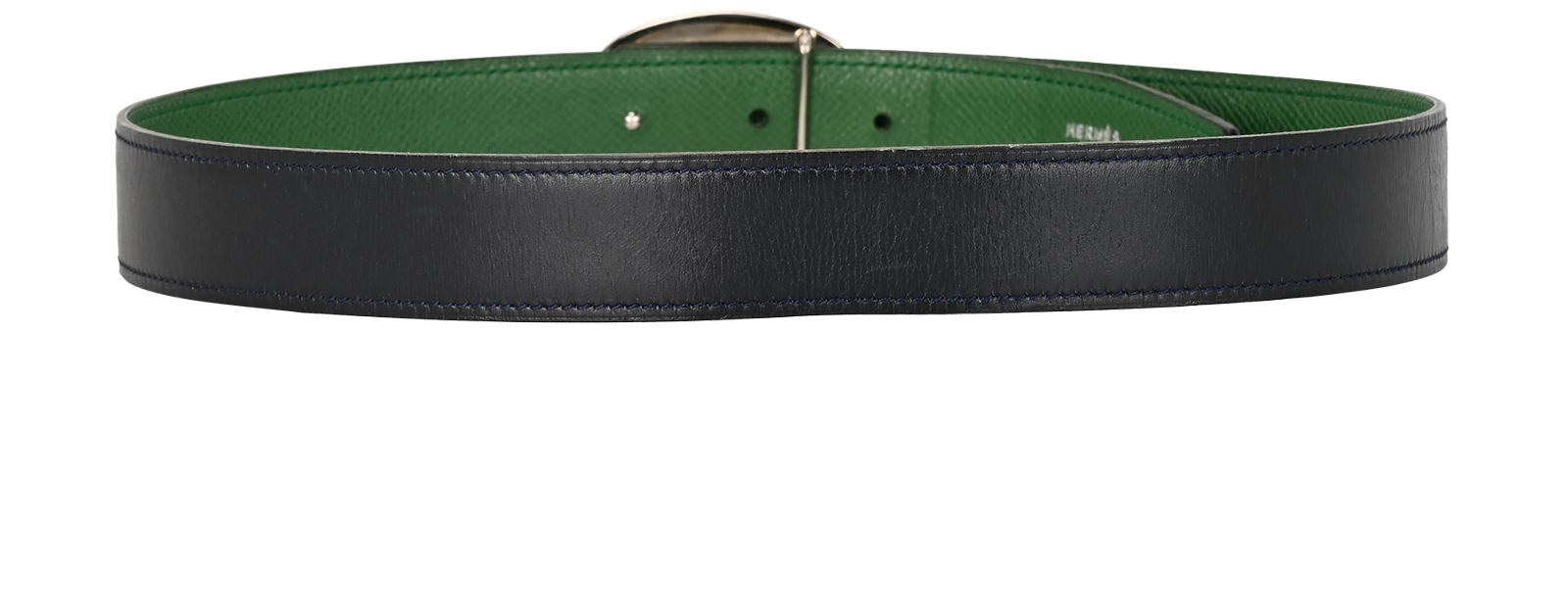 Hermes Chaine D'Ancre Reversible Belt, &pound;275, Accessories, Green/Navy, Leather, Back view