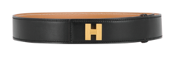 Hermes H Buckle Belt, Leather, Black, 65cm, B, 3*