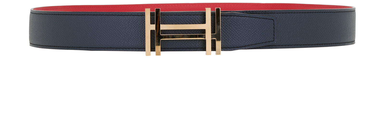 Hermes Belt Reversible Navy Red Leather Hermès Hermes Constance H Reversible Navy Red Belt with  main image 2