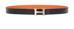 Hermes H Buckle Belt, Box 135/Togo, Noir/Orange, T (2015), 120CM, B/DB, 2*