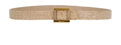 Loro Piana Square Croc Buckle Belt, front view