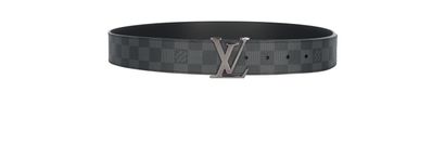 Louis Vuitton Initials 40mm Reversible Belt, &pound;395, Accessories, Black/Grey, Coated Canvas, Front view