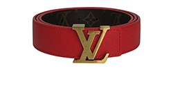 Louis Vuitton Initiales Reversible Belt, Canvas/Leather, Mono/Red, BV0135,