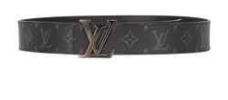 Louis Vuitton Initials Belt, Canvas, Black, M9043, Sz85, DB, 3*