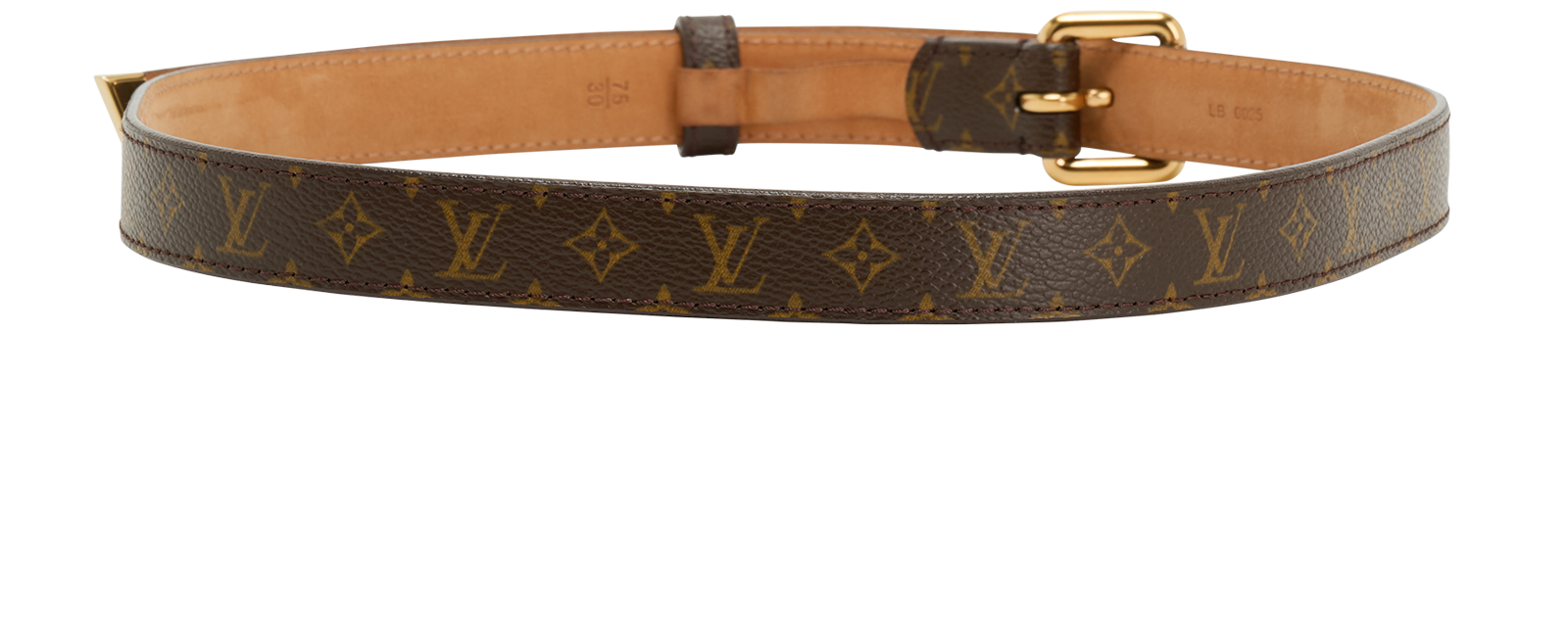Louis Vuitton Square Buckle Thin Belt, &pound;220, Accessories, Brown, Canvas, Back view