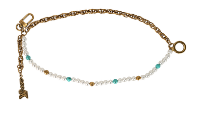 Louis Vuitton Mini Chain Belt, &pound;375, Accessories, Blue/Gold/White, Brass/Faux Pearl, Front view