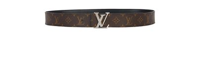 Louis Vuitton LV Initials Reversible Belt, &pound;295, Accessories, Black/Brown, Coated Canvas, Front view