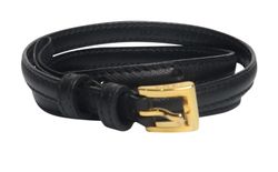 Prada Skinny Belt, Leather, Black/Gold, 750cm