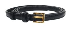 Prada Skinny Belt, Leather, Black/Gold, 75cm