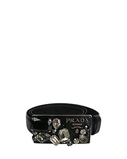 アクセサリーその他 PRADA CRYSTAL-EMBELLISHED SUEDE THIN BELT Prada crystal-embellished Leather Buckle Belt | Gold | FARFETCH